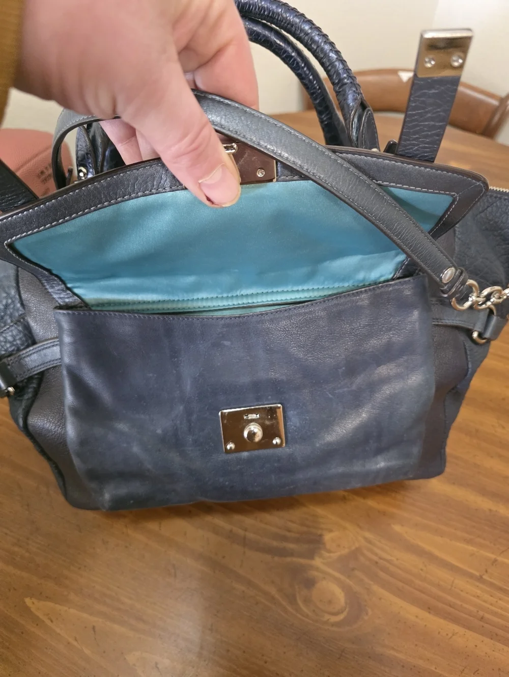 Coach Pinnacle Bette Navy/midnight Blue  Multi Grain Leather Colorblock
